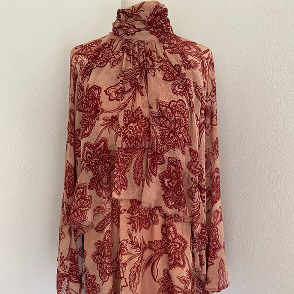 Avec Les Filles Ruffled Mini Dress in Batik Tapestry - S - Picture 1 of 8